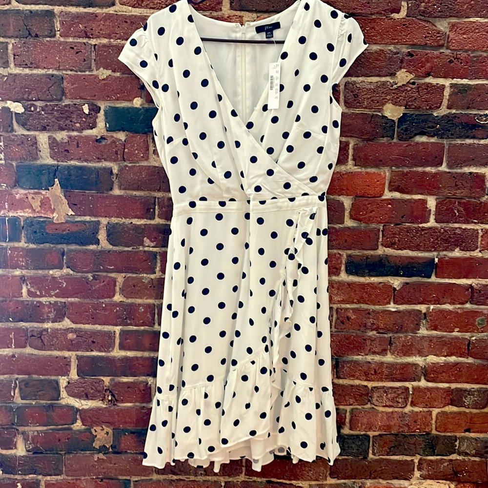 J Crew polka dot ruffle dress size 2 tall